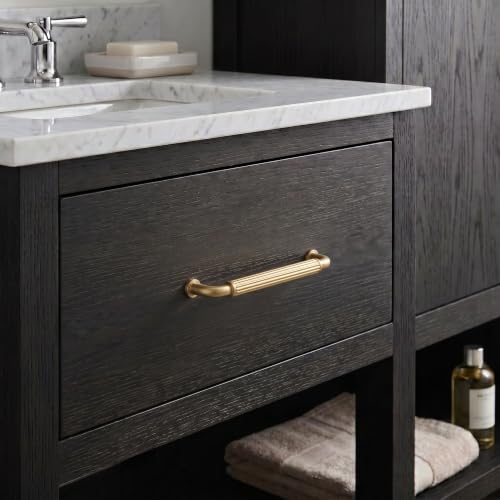 Image of Goo-Ki Champagne Bronze Cabinet Pulls Fluted 5 in Hole Centers, 6 Pack