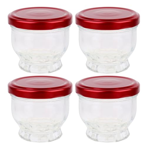 Ciieeo Cute Mini Honey Jars 4 Pack Glass Dessert Jars Lids Ideal for Pudding Yogurt and Small Portion Storage