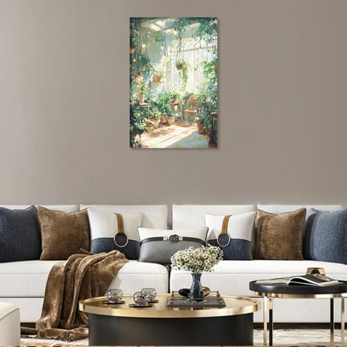 Toile murale plantes vertes TISHIRON pour raviver un mur blanc et vide