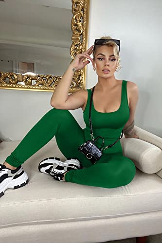 Gokatosau Women's Casual Sleeveless Tank Long Pants Romper Skinny Leg Jumpsuit Green #TOP1