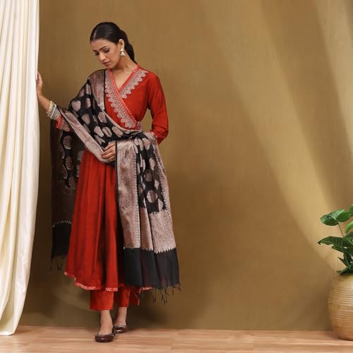 Image of Biba Embroidered Polyester A-Line Formal Kurta With Palazzo and Dupatta