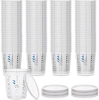 BenBow Profi-Messbecher 100x 385ml mit 12x Deckel mit vielfältiger Skalierung - Becher mit Skala Mischbecher Lackmischbecher Meßbecher Lackbecher Einwegmischbecher