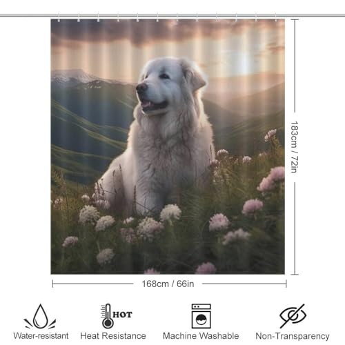 Rideau de douche chien séchage rapide en polyester imperméable pour salle de bain propre - 4