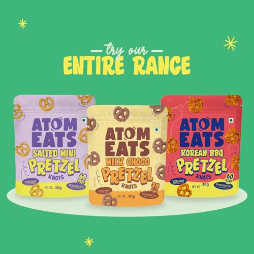 Image of Atom Eats Salted Pretzel Mini Sticks 30g - (Pack of 3) | Savory Snacks, Crunchy Namkeen - Perfect for Snack Box, Parties, On-the-Go and Delicious - Great Food Items for Dipping, Solo Snacking