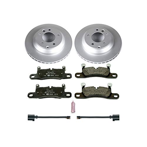 Image of Power Stop ESK5979 Rear Euro-Stop Brake Kit Porsche Volkswagen and 2 Rear Sensor Wires For Porsche Cayenne 2011-2018, Volkswagen Touareg 2011-2017 [Model Specific]