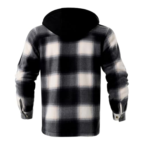 Image of LeeHanTon Mens Flannel Jackets Sherpa Lined Fleece Zip Up Winter Warm Workout Plaid Sweatshirt with Hood