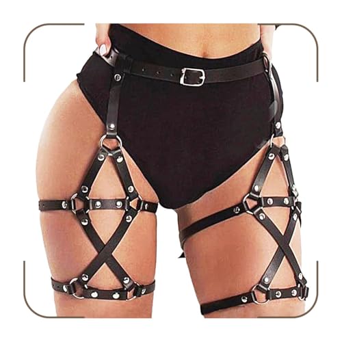 Leather Leg Harness Thigh Garter Belt Rave Fashion Body Accessories for Women