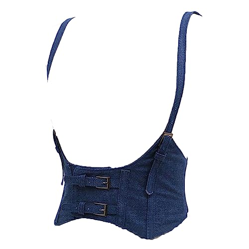 Hcclijo Women Push Up Bust Strap Harness Corset Belts Women Casual Denim Wide Belt Lady Suspender Accessories Elastic Belt