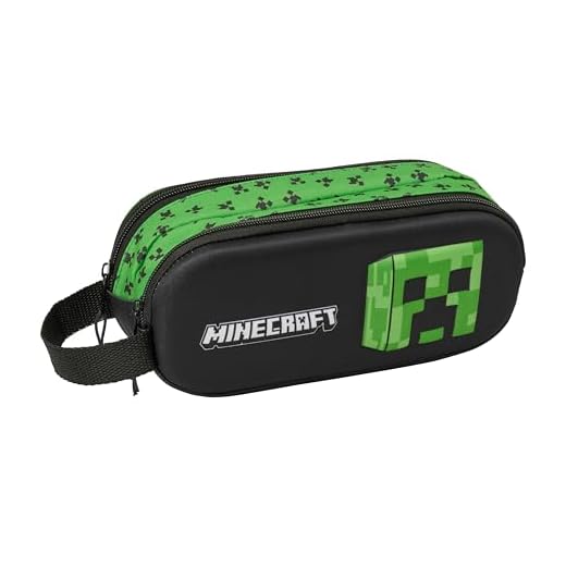 Safta Minecraft 3D - Portatodo Doble 3D, Estuche Infantil, Estuche Niño, Ideal para Niños en Edad Escolar, Cómodo y Versátil, Calidad y Resistencia, 21x6x8 cm