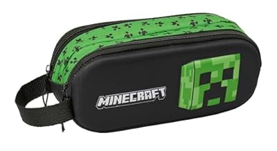 Minecraft 3D - Portatodo Doble 3D, Estuche Infantil, Estuche Niño, Ideal para Niños en Edad Escolar, Cómodo y Versátil, Calidad y Resistencia, 21x6x8 cm | Ya disponible en tu tienda friki favorita! En mundofriki.es!