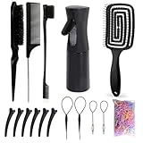 16 Pcs Kit Profesional De Peines Y Cepillos Para Cabello,Juego Completo Para Estilizar Y Herramientas Para Peinado,Ideal...