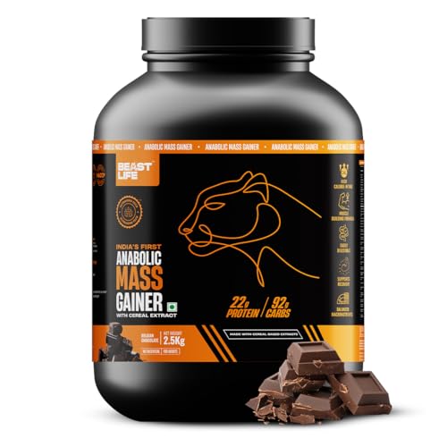 Image of BeastLife High Protein Mass /Weight Gainer | 2.5 KG | Belgian Chocolate | NABL LAB Tested | For Muscle Gain & Fast Growth | Cereal-Based Formula, No Maltodextrin | India's #1 Cereal Based Bulk Gainer