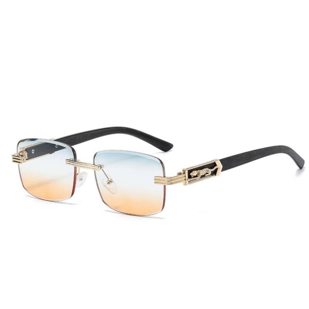 MUTYNE Moda Rectángulo Sin montura Gafas de sol Hombres Mujeres Sin marco Vintage Moda Leopardo Marco Gafas Sombras