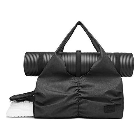 Travel Yoga Gym Bag for Women, Carrying Workout Gear, Makeup, and Accessories, Shoe Compartment and Wet Dry Storage Pockets（Medium，Black） Cover