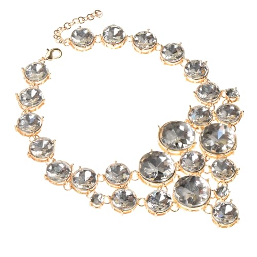 Jerollin Exaggerated Retro Pop Necklace Multi-layer Flower Rhinestone Pendant Necklace4