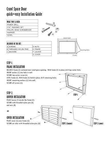 Crawl Space Access Door Without Louvers - Read Instructions Prior To Ordering (White, For 12" Height X 32" Width Openings) #TOP4
