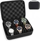 Astuccio da Viaggio Rigido per Orologi – 6 Scomparti – Custodia Portatile per Orologi Uomo e Donna – Organizzatore da Viaggio, Protezione e Presentazione, Nero