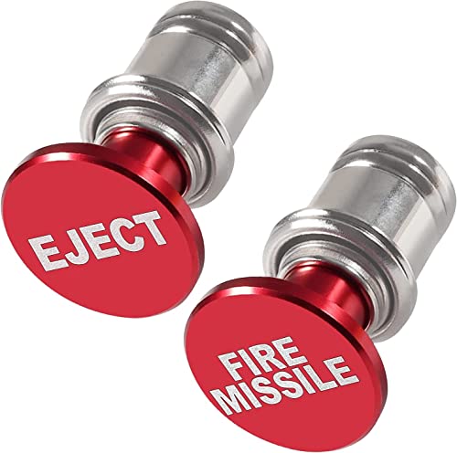 Tappo Copri Accendisigari Auto Metallico A Forma Di Missile - 2 Pezzi (Rosso E Bianco) Con Scritta EJECT E Fire Missile - 5