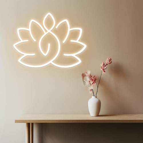 Image of Lotus Meditation Neon Sign - 12 * 15.3 inch Warm Glow Yoga Room Decor | Zen Wall Art for Home & Spiritual Space，Light Up Wall Art for Home or Yoga Studio