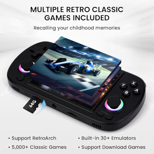 Image of TECPHILE ANBER-nic RG40XX H Handheld Game Console for Boys 7-14, 4.0'' IPS Screen, 64GB Preloaded Retro Games, 3200mAh Battery, Dual TF Expansion, 30+ Emulators, WiFi, Bluetooth, TV-Out, RGB