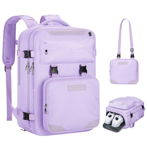 Image of Maelstrom Travel Backpack for Women Men,25L Laptop Backpack Fits 15.6-Inch Laptop,Waterproof Carry On Backpack for Airplanes with Detachable Crossbody Bag & Shoe Compartment (Purple, Medium)