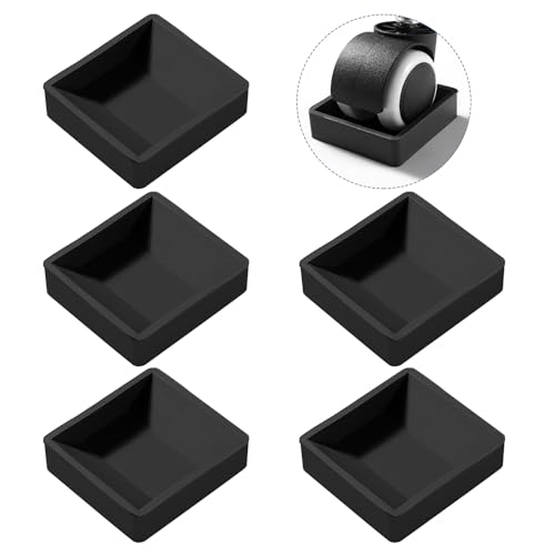 VooGenzek 5 Piezas 5.9x6.4 cm Tazas de Goma para Muebles, Almohadillas Protectoras de Goma para Pies, Posavasos Antideslizantes de Muebles, para Suelos Camas Sofás Sillas Ruedas, Negro