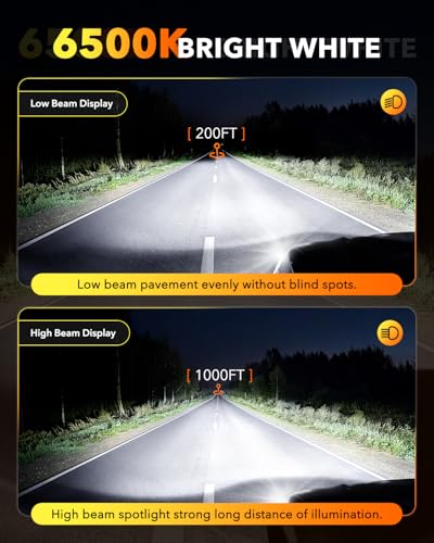 Image of OXILAM H7 LED Light Bulb, 64000LM 1000% Brightness 6500K White with Ultra-Bright LED Chips, Wireless Non-polarity, 5MIN Direct Plug, Anti-Flicker H7 Fog Light Compatible with Cars Trucks SUVs, 2 Pac