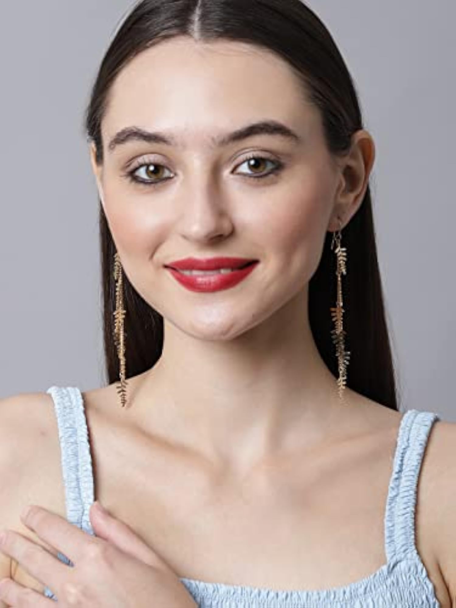 Delicate Metal Drop Hanging Earrings, Feminine