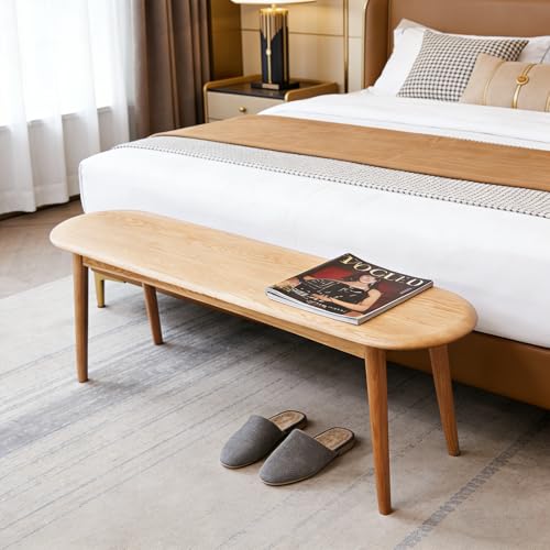kikiumi 47" Solid Oak Narrow End of Bed Bench