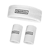 PROIRON Schweißbänder Set,einschließen 2 schweißbänder Handgelenk+1 schweissband Kopf,für Fahrrad,Tennis,Fußball,Basketball（ für Herren, Damen und Kinder）