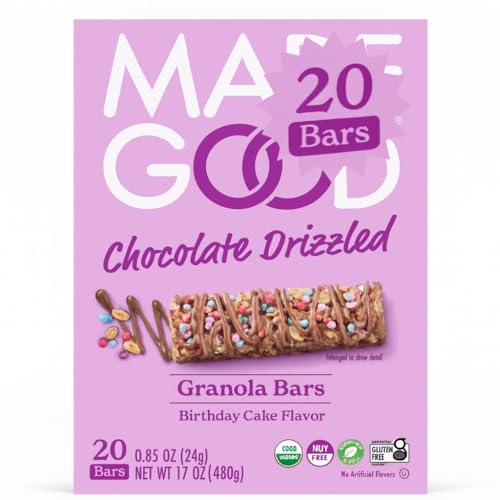 Made_Goods Birthday Cake Drizzled Bars (20 Count) | Chocolate Drizzled,
