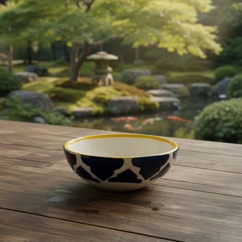 Image of A Practical Choice for Household Dining, Cafe Use and Table Presentation Ceramic Bowls for Dessert, Ice Cream, Rice, Soup, Snack, Dipping - Microwave Oven Dishwasher Safe (Blue, Set of 2)