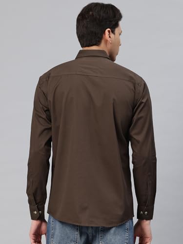 Image of Majestic Man Men's Washed Cotton Twill Casual Shirt -| with Dual Flap Pockets - Slim Fit | Full Sleeve | Casual Wear | Trendy & Comfortable