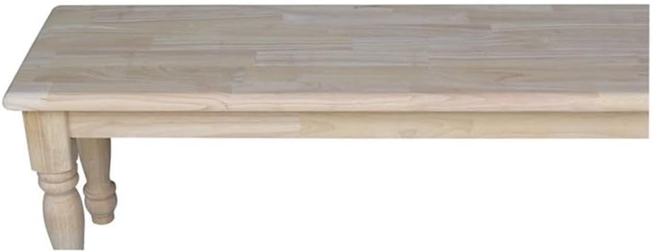 IC International Concepts, Farmhouse Bench, Solid Wood, Real Parawood, 14" W x 60" D x 18" H, 450 lbs wt. Capacity, Easy Assembly, DIY, Paint or Stain Your Way, Unfinished