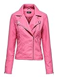 ONLY Damen Kunstlederjacke Gemma Faux Übergangs-Jacke Biker-Style 15153079 strawberry moon 38