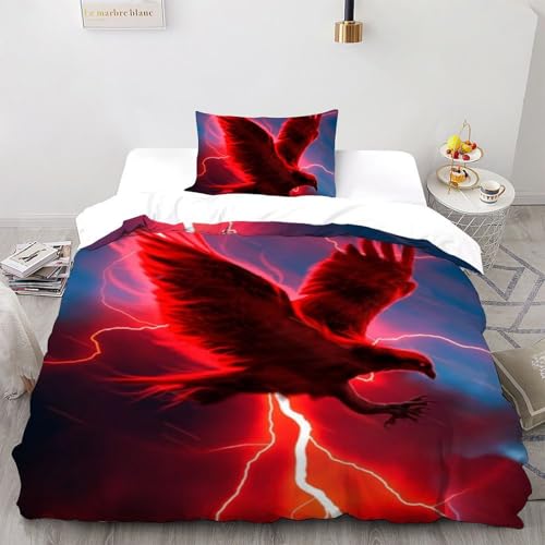 Housse couette aigle éclair 135x200 : lit single microfibre 3D - 2