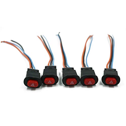 ZHENDA Commutateur de Signal d'alarme de Clignotant d'avertissement de Clignotant d'avertissement de Double de Danger de Moto avec la Serrure de 3 Fils Cover