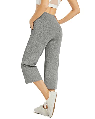 Image of G4Free Capri Pants for Women Wide Leg Yoga Dress Capris with Pockets Cross Loose Casual Work Crop Pants