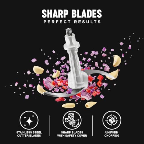 Image of Sujata Chopcraft Electric Chopper 900ml, Vegetable Chopper for Kitchen | Dual Speed | 3200 RPM High Speed Motor | Stainless Steel Blades | Chop, Mince, Whip & Blend | White
