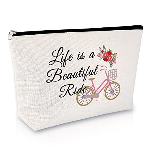Bike Lovers Gift for Women Friend Makeup Bag Cycling Gift for Girl Daughter Cosmetic Bag Bicycle Presents for Bike Lover Rider Riding Presents for New Driver Birthday Christmas Travel Cosmetic Pouch