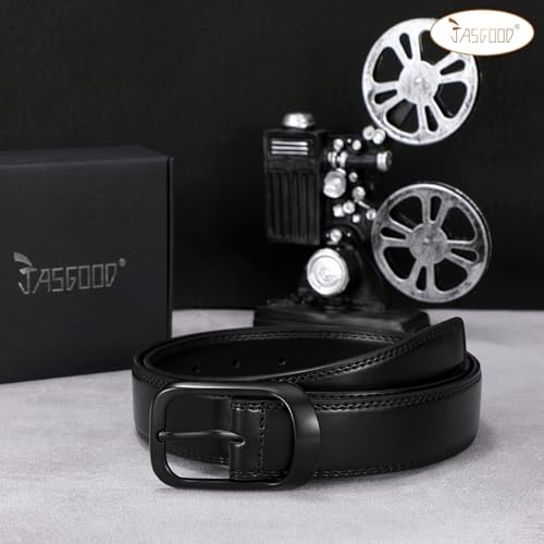 JASGOOD Men's Leather Dress Belts, Mens Casual Belt For Jeans Pants Work Suits and Uniform With Single Prong Buckle4