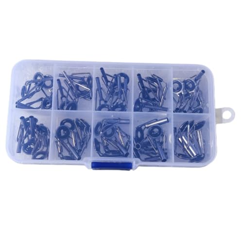 Stainless Steel Fishing Rod Tip Repair Kit – 50-Piece Guide for Ring Replacement Set with Ceramic Eye Rings for Inner Diameters .6mm to 3.8mm, Fly Rod Compatible（Old Style）