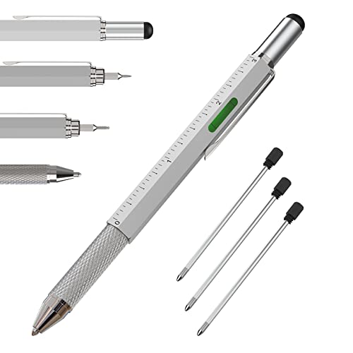 Bolígrafo Multiherramientas - Plumas Multiherramientas, Regalos Divertidos Oficina Regalos,Regalos para Padres,Parejas,Compañeros,Familiares,Hombres y Mujeres (Plateado) Cover