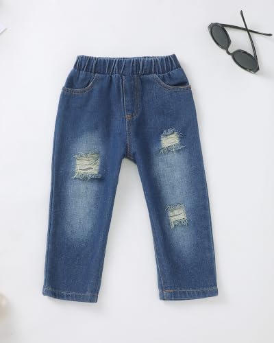 Image of Toddler Boy Clothes Baby Boy Outfit Letter Prints Hoodies Top Ripped Jeans Cute Boys Clothing Set Fall Winter