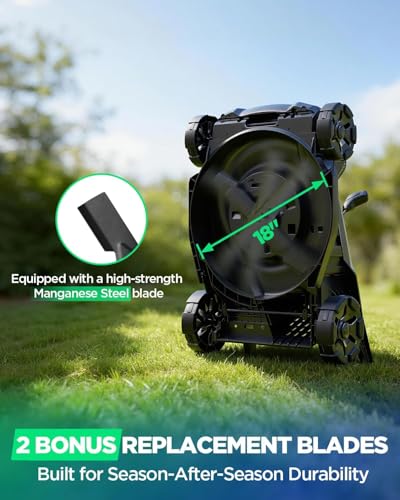 Image of 18 inch Cordless Lawn Mower, 40V Electric Lawn Mower with 2x8.0Ah Batteries & Charger, Brushless Motor, 50L Grass Bag, 2-in-1 Mulching & Bagging, 6-Position Height Adjustment