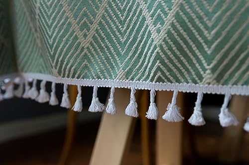 Nappe 140x240CM jacquard vagues vert à franges en polyester - 5