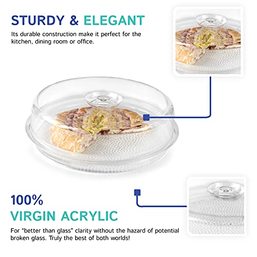Huang Acrylic Clear 11" Round Pie Tray With Cover (Set) Great For Gifting Or Hosting, Durable, Long Lasting, Easy To Clean | Pie And Snacks Plate For Parties, Holidays, Weddings #TOP4