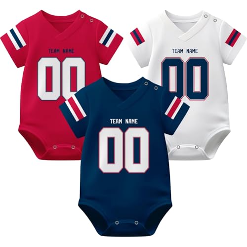 Image of KREDE Baby Clothes Unisex Bodysuit Jersey Style Custom Name Number for Baby Boys