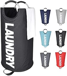 Amazon Brand  Eono 90L Large Laundry Basket, Collapsible Fabric Laundry Hamper, Foldable Clothes Bag, Folding Washing Bin-Black, L