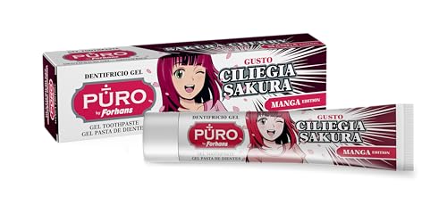 PURO by Forhans Dentifricio Gel, Gusto Ciliegia Sakura, Manga Edition, Senza Fluoro, Aroma Delicato e Design Pop, Igiene Orale Quotidiana, 75 ml